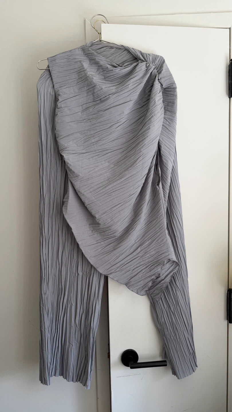 ZARA Pleated Asymmetrical Drape Top & Pants Set - Size L - photo 2