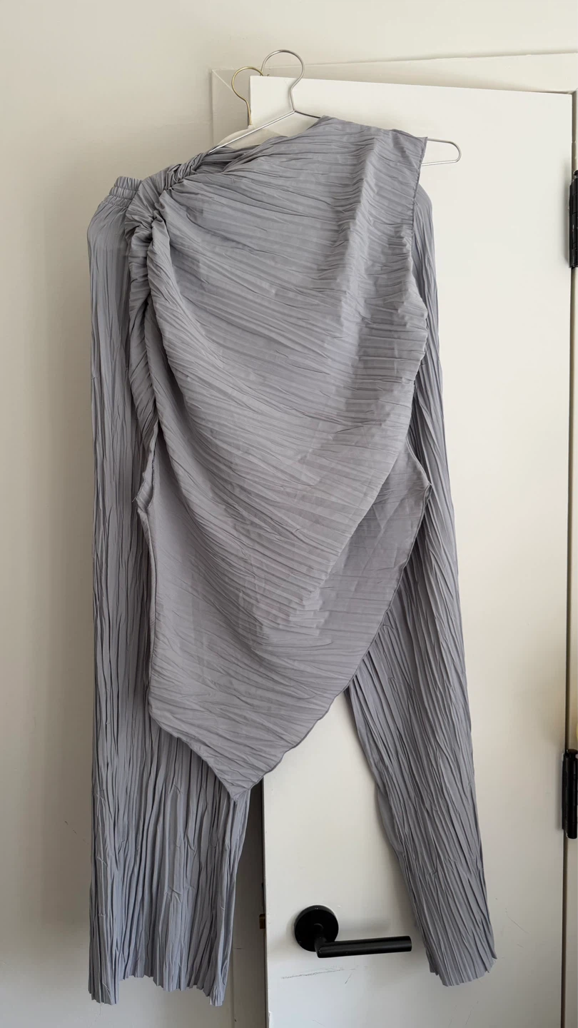 ZARA Pleated Asymmetrical Drape Top & Pants Set - Size L - photo 5