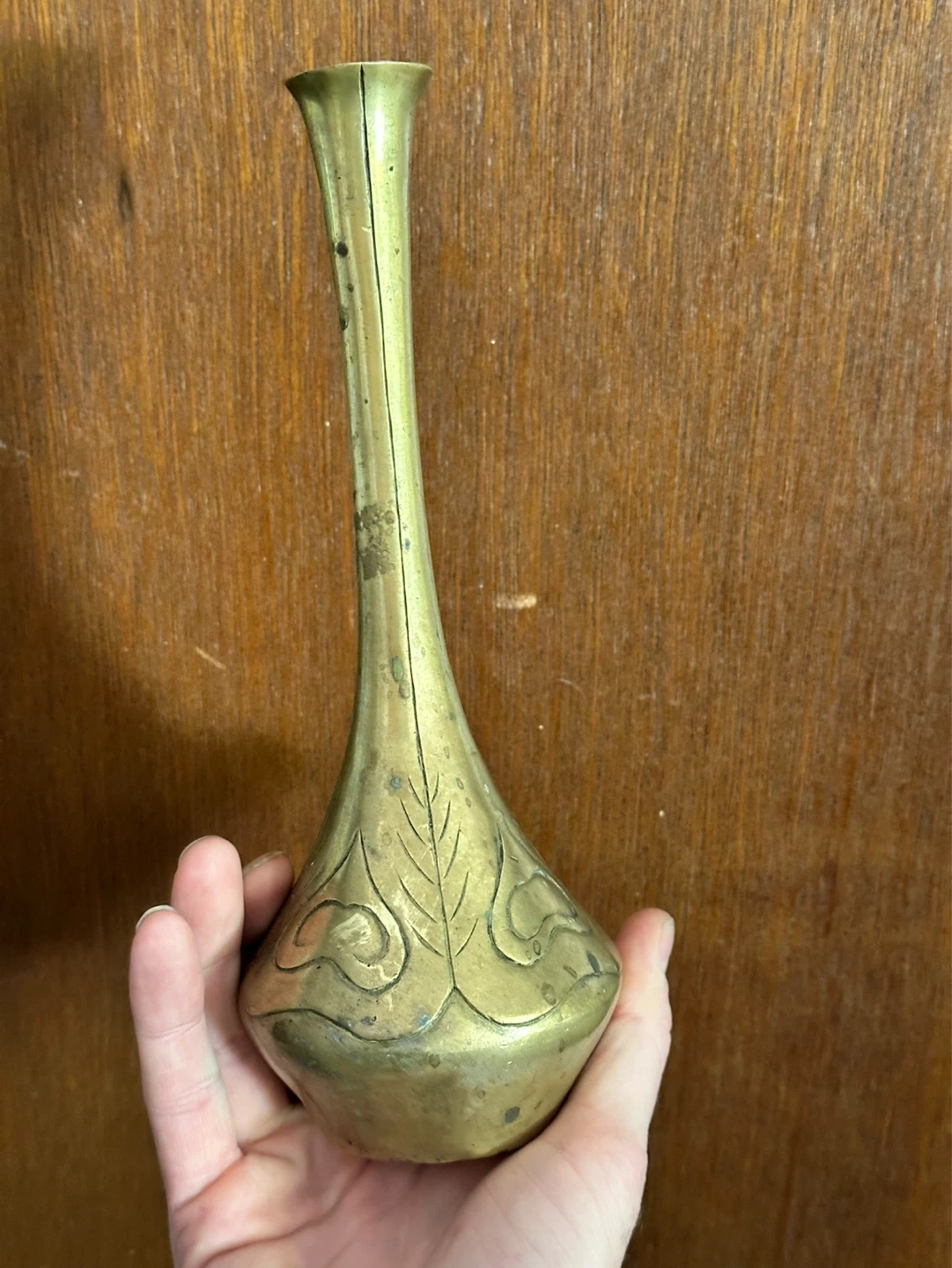 Art Nouveau Brass Bud Vase 9.25” tall - photo 2