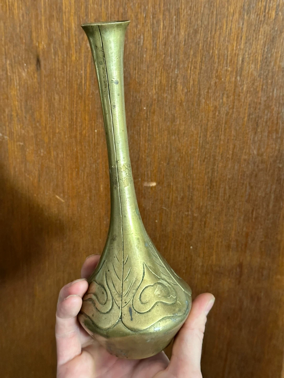 Art Nouveau Brass Bud Vase 9.25” tall - photo 3