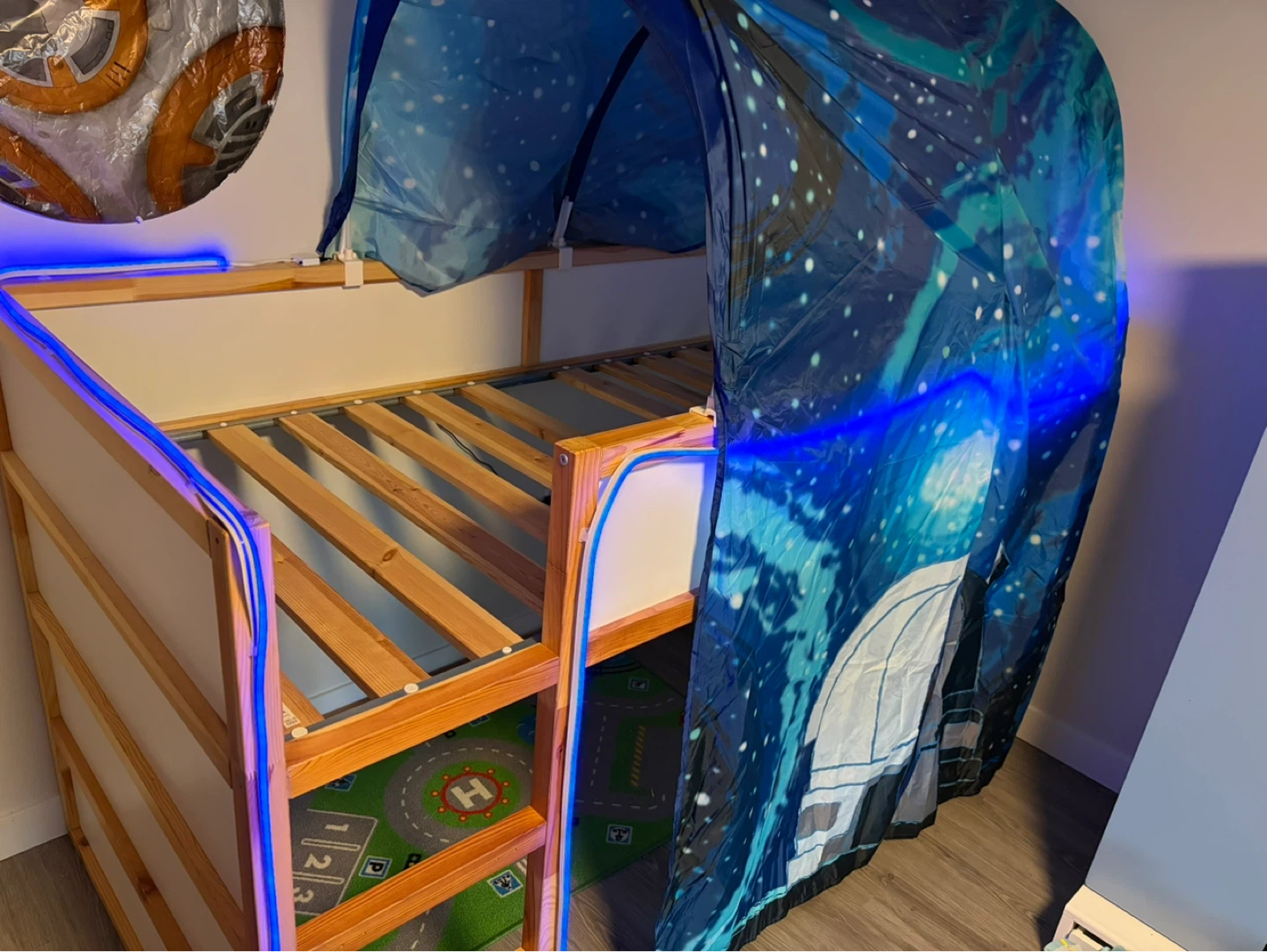 Kids Bed with Blue Star Tent Canopy and LED Lights - photo 2