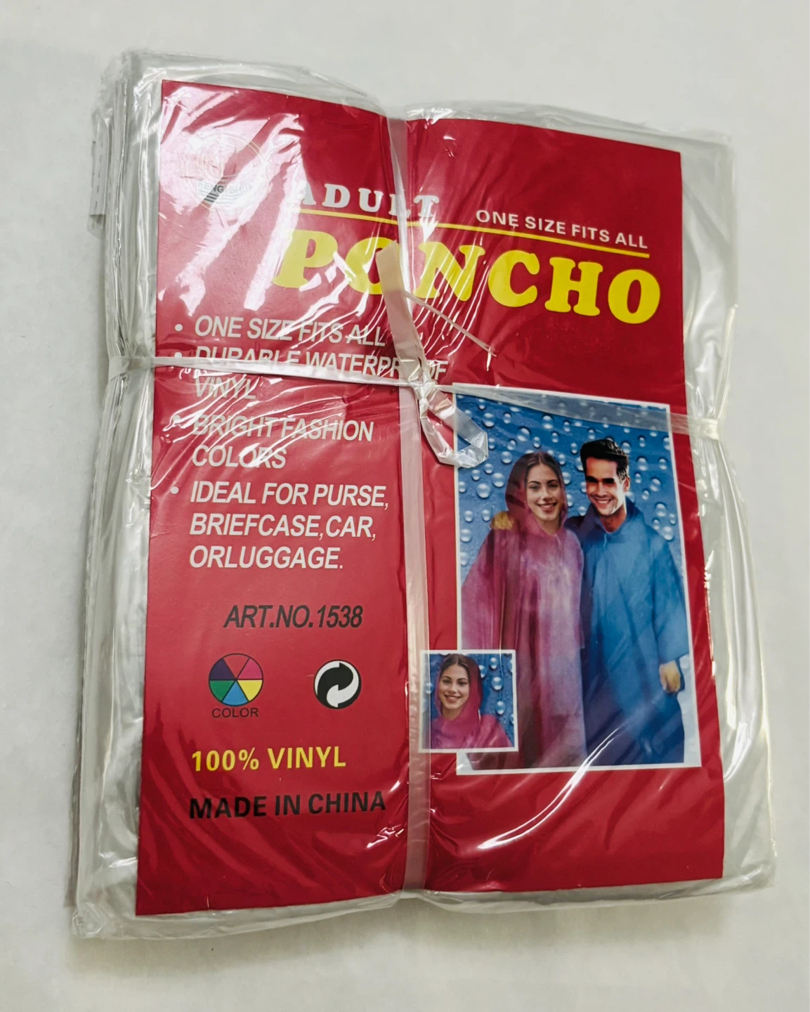 🌱5-Pack Adult Rain Ponchos - One Size Fits All, Waterproof Vinyl
