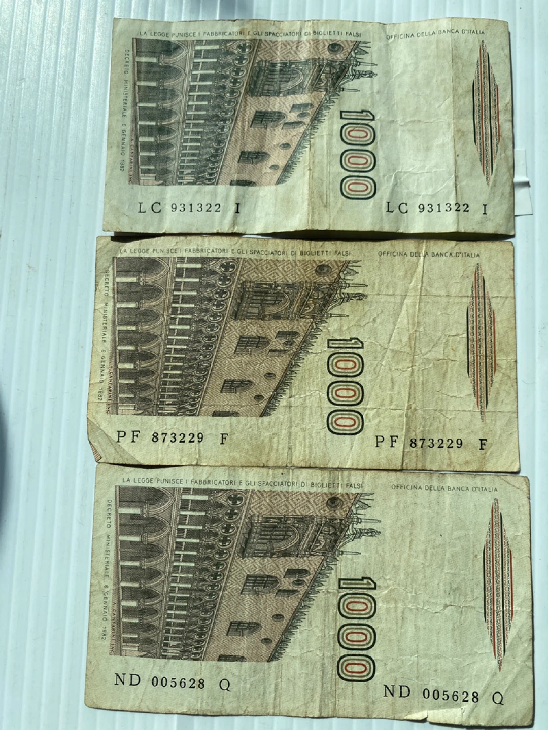 3x 1000 Lire Italian Banknotes - photo 3