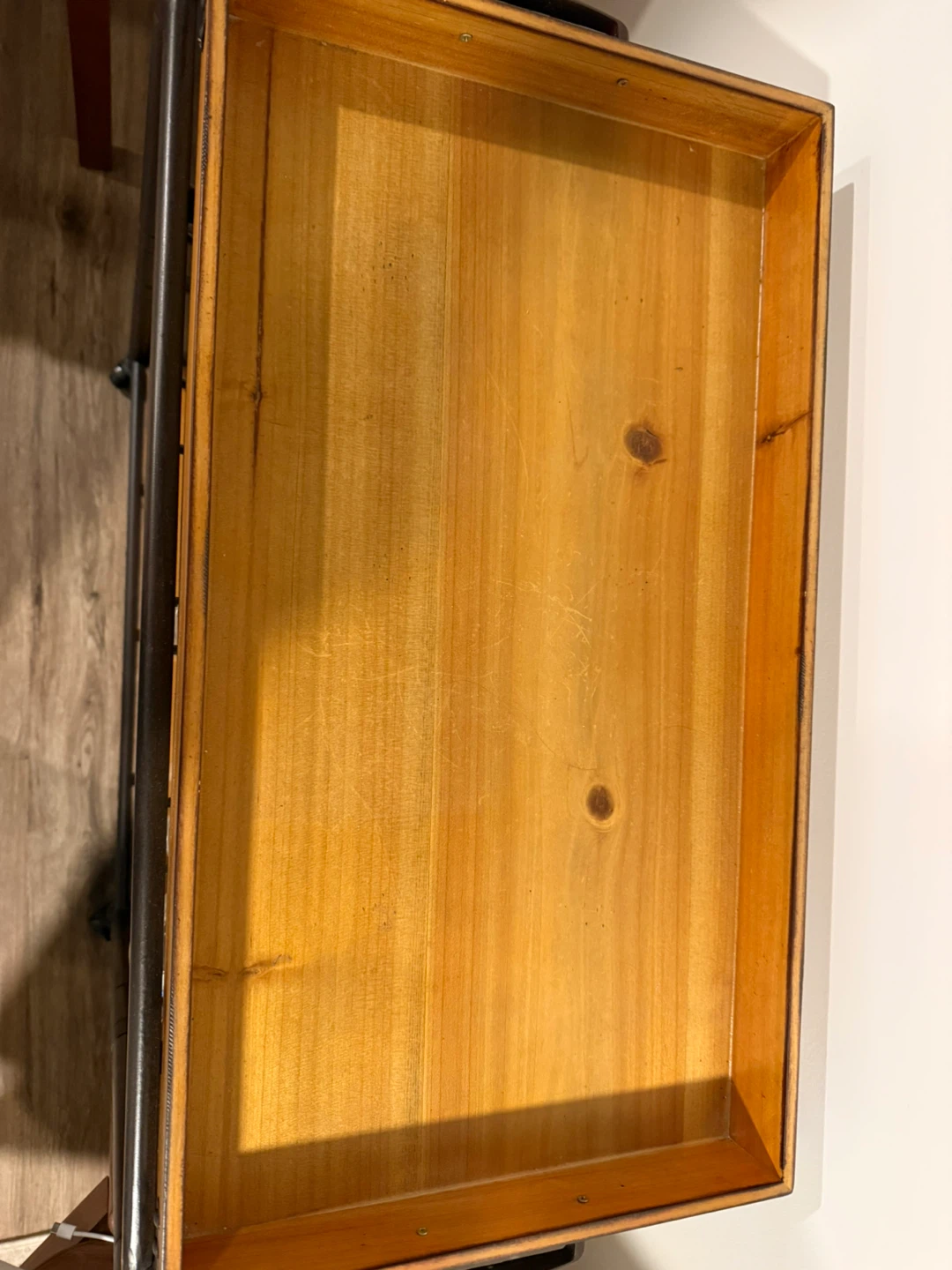 Rolling Bar Cart with Removable Tray — Wood & Metal - photo 3
