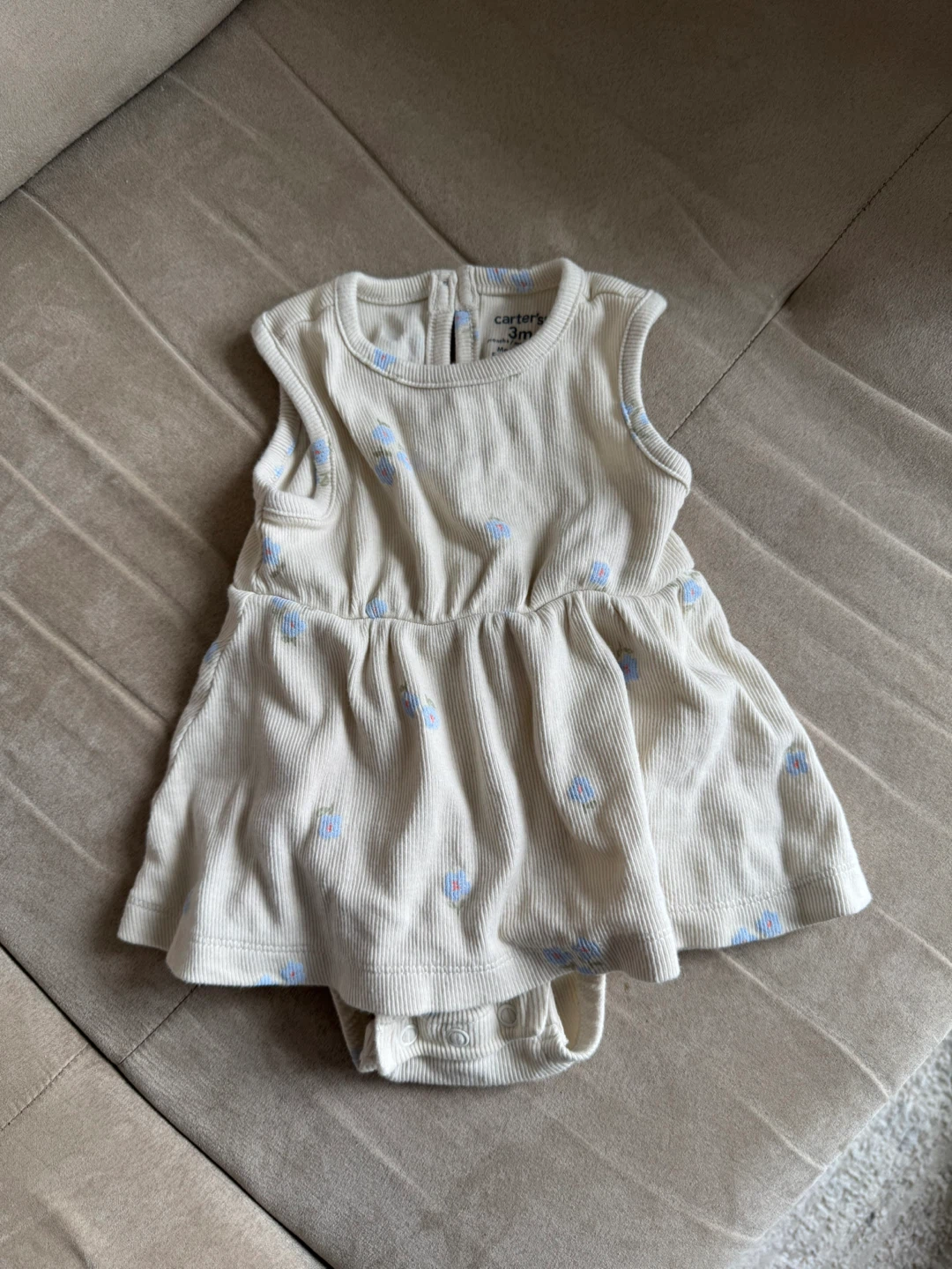Carter's Baby Girls 3 Month Cream Floral Bodysuit Dress