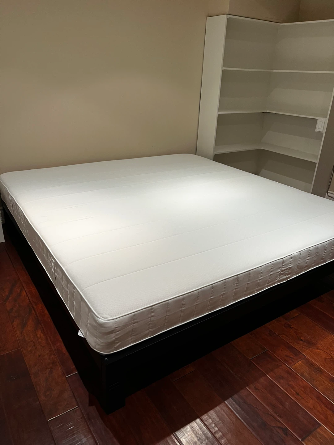 White King Size Mattress with Black Bed Frame