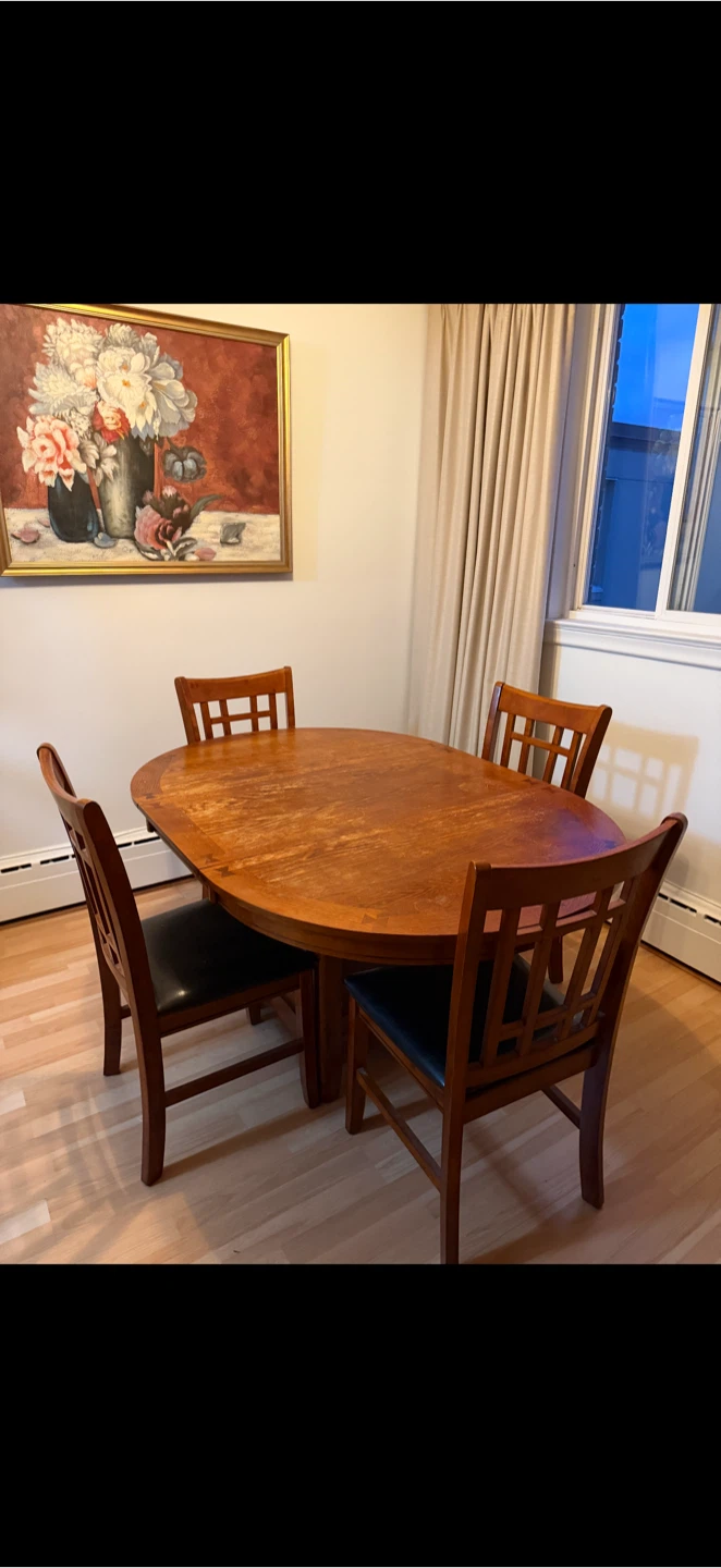 Solid Wood Dining Table with 4 Chairs