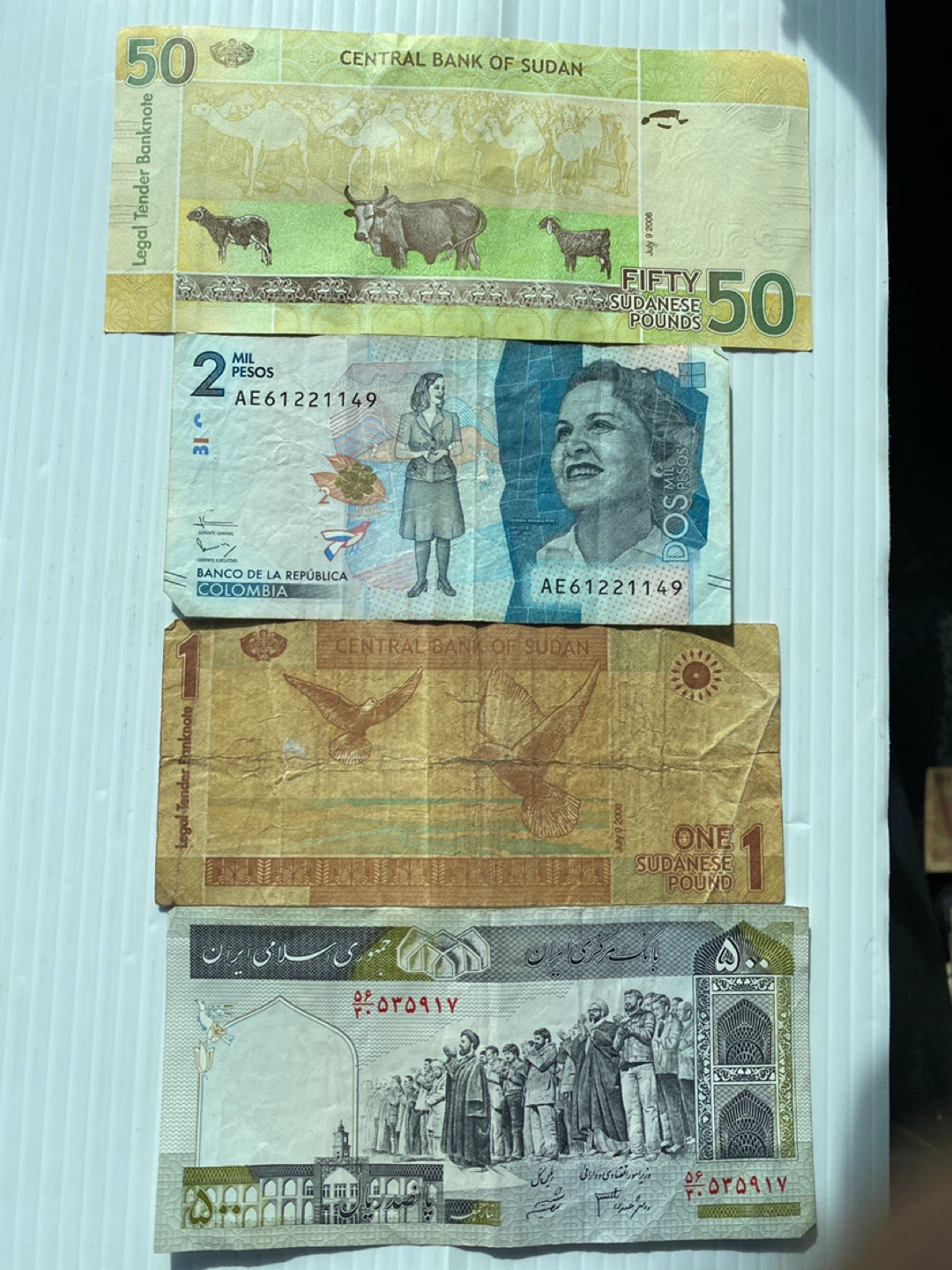 Collection of 4 World Banknotes