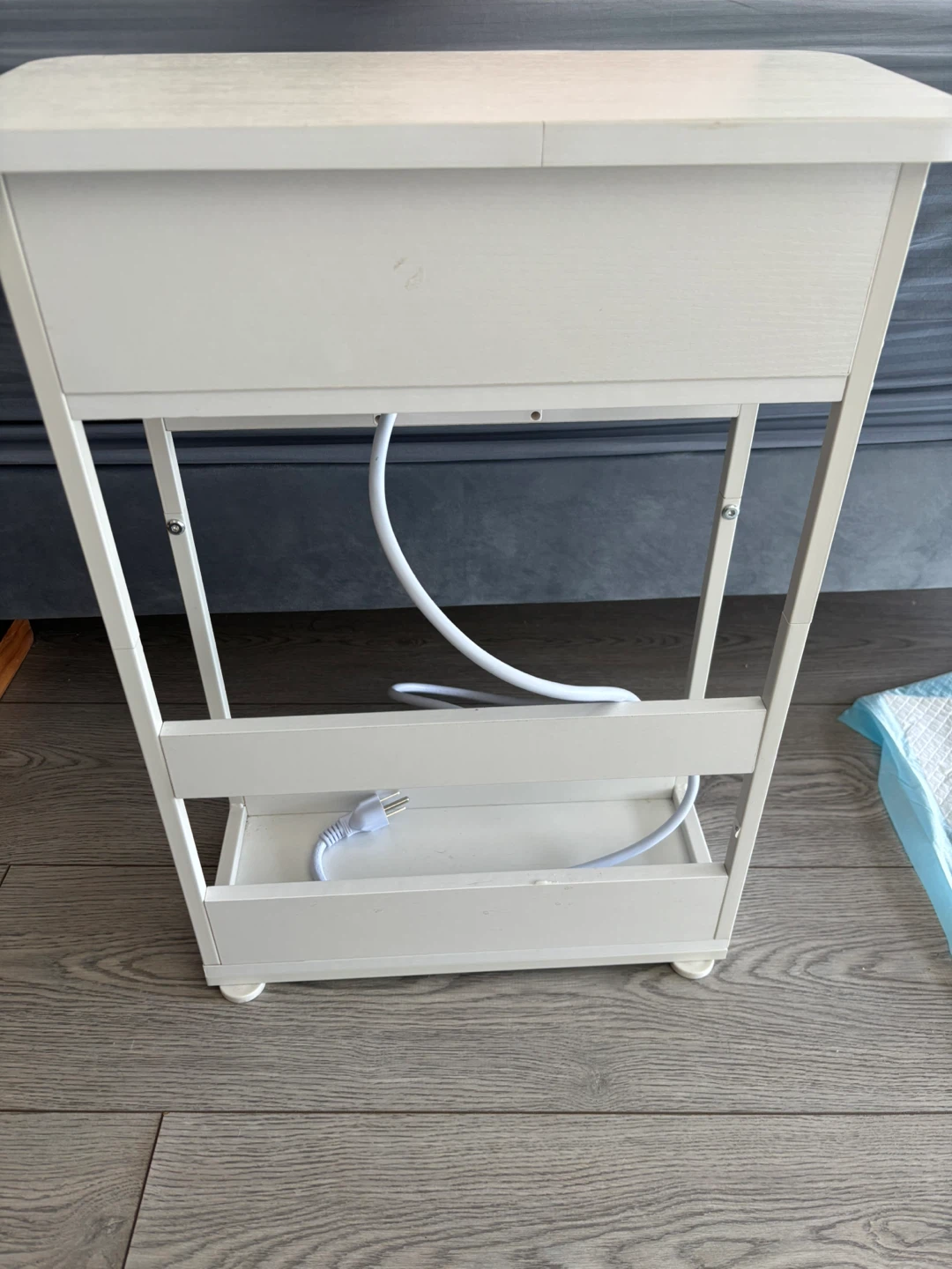 White Nightstand with Power Outlet - photo 3