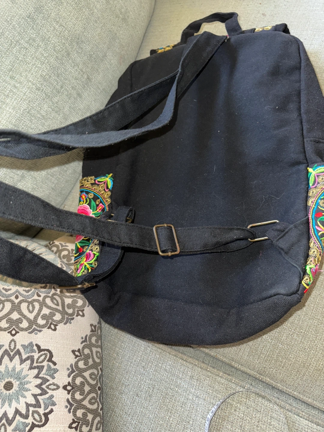 🌱Embroidered Black Canvas Backpack - photo 3