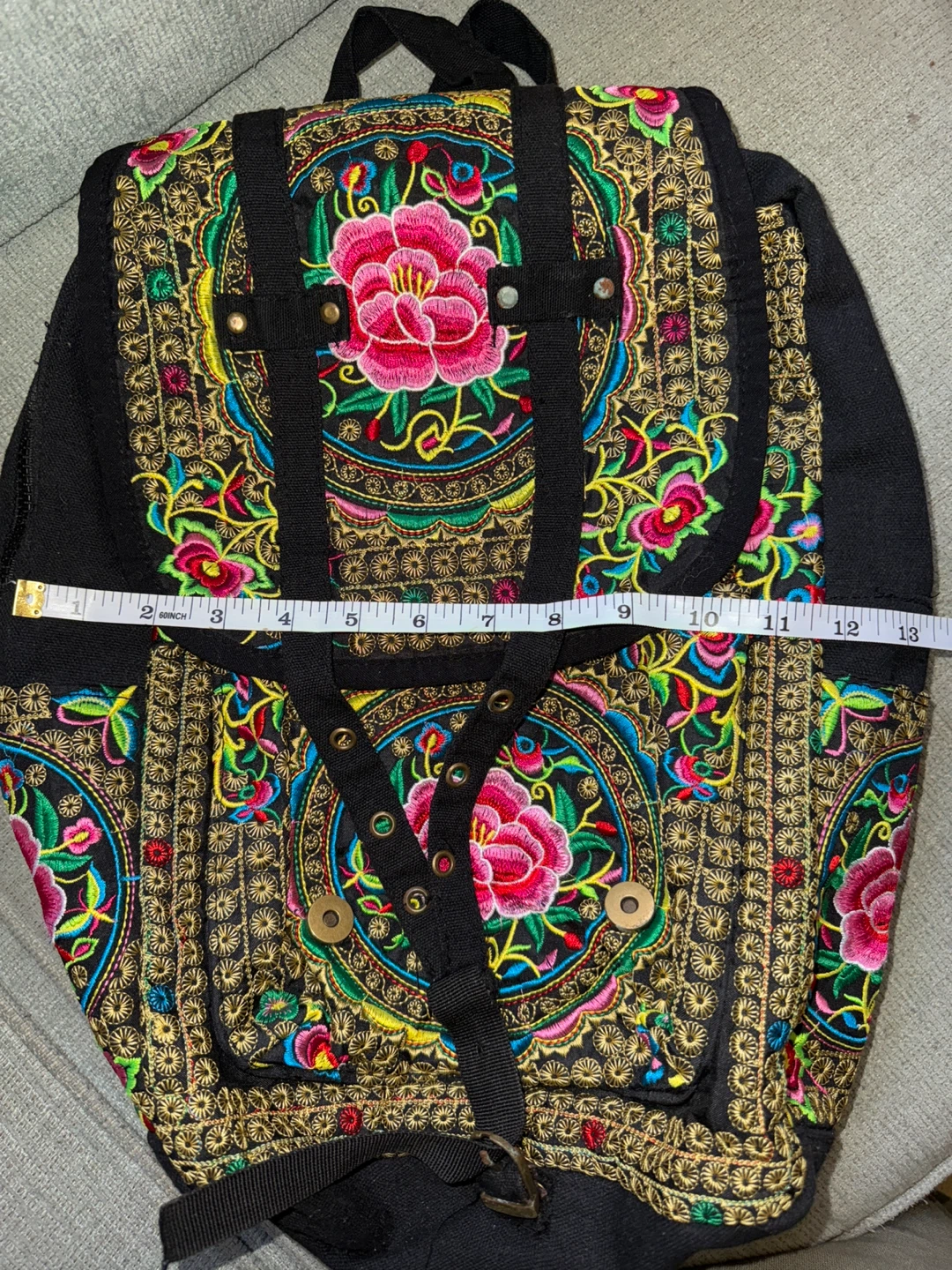 🌱Embroidered Black Canvas Backpack - photo 2