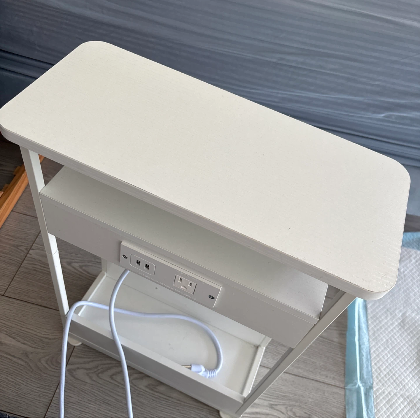White Nightstand with Power Outlet - photo 5
