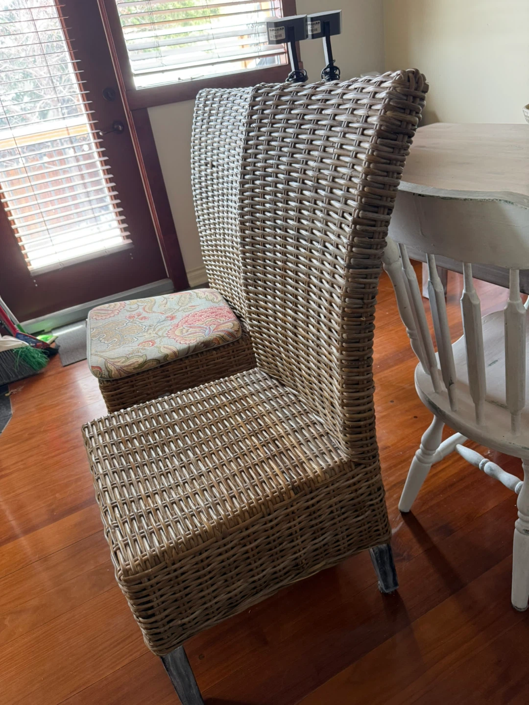 Wicker Dining Chairs with Floral Cushions (Set of 2) - photo 3
