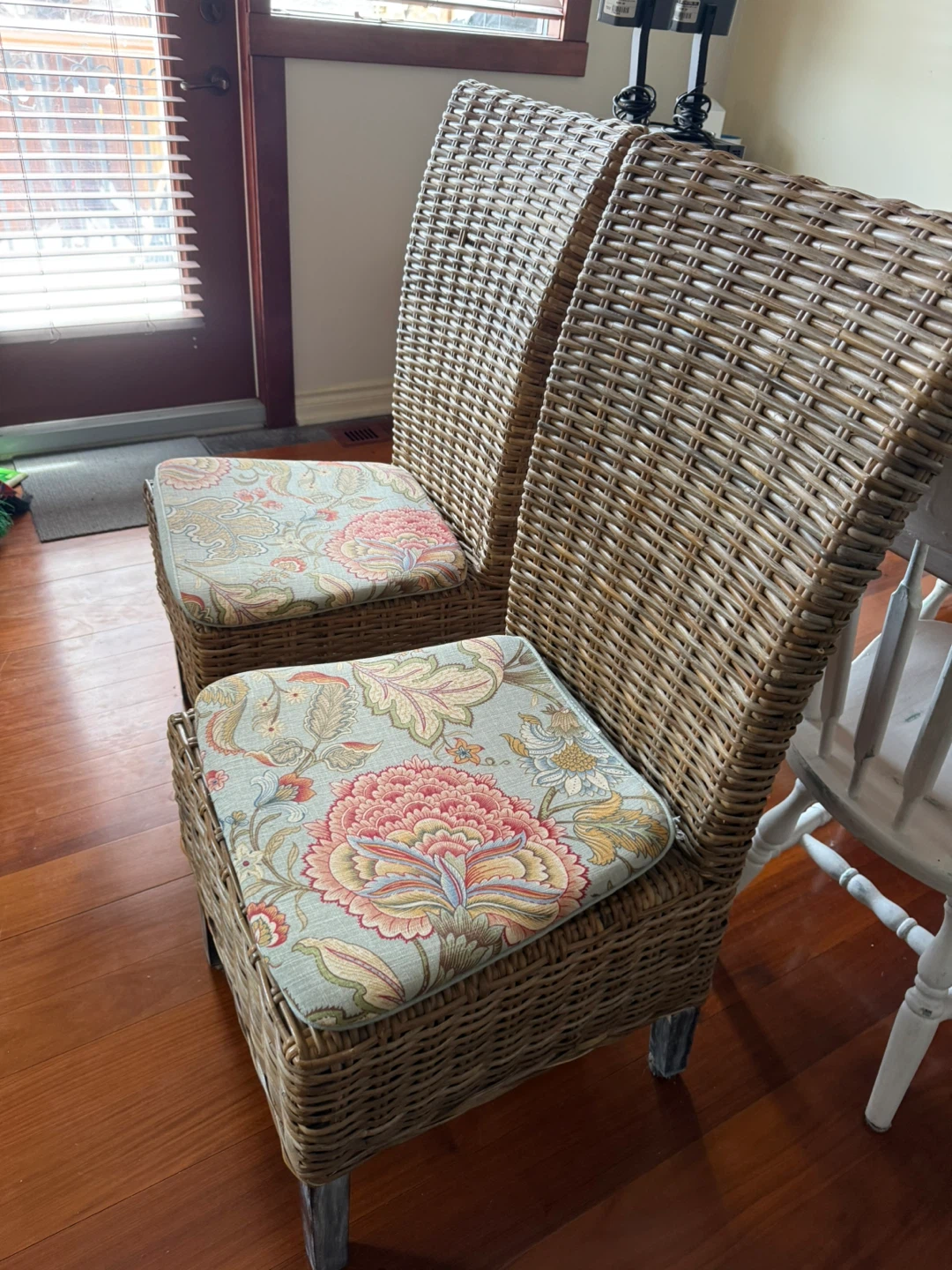Wicker Dining Chairs with Floral Cushions (Set of 2) - photo 4