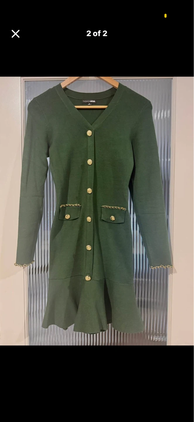 Fashion Nova Green Button Front Knit Dress - photo 2