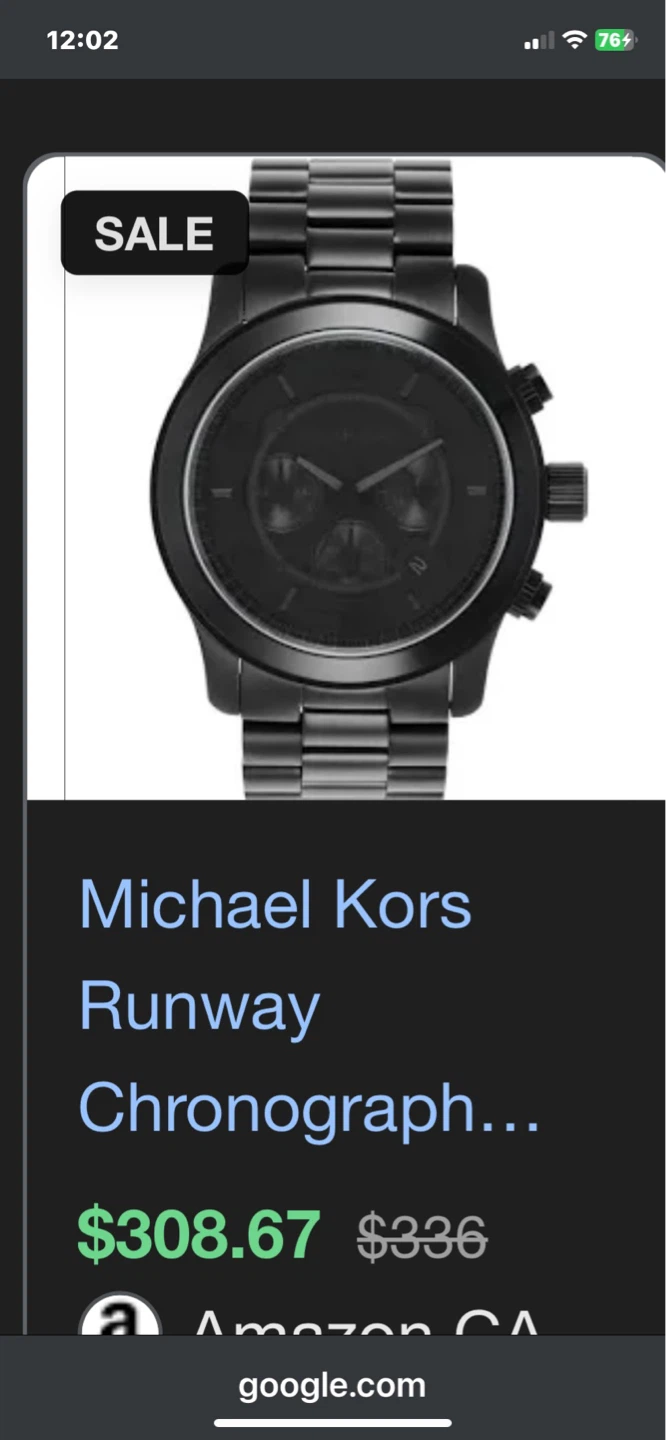 Michael Kors Runway Chronograph Watch - Black