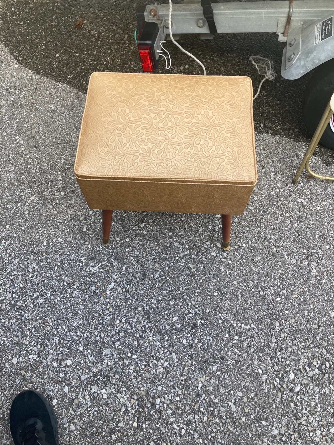 Vintage Sewing Box Ottoman with Accessories