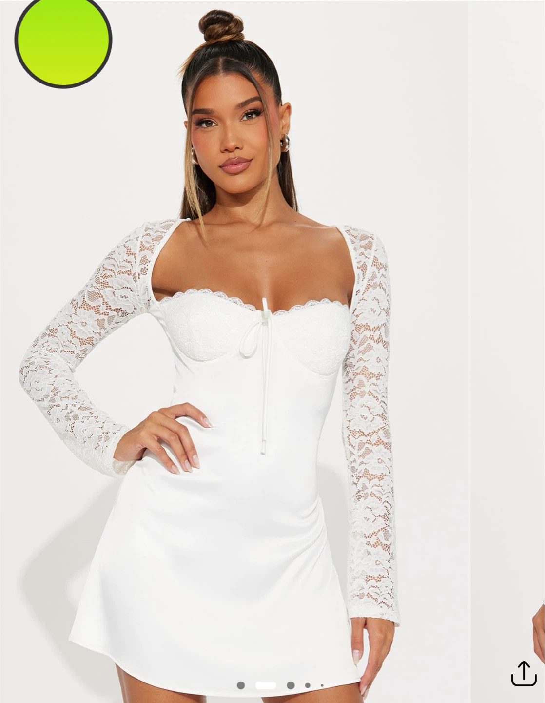 White Lace Detail Mini Dress