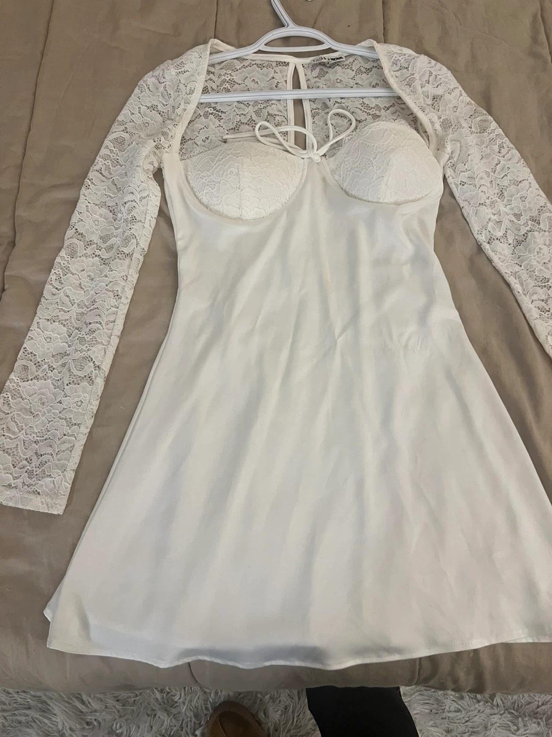 White Lace Detail Mini Dress - photo 3