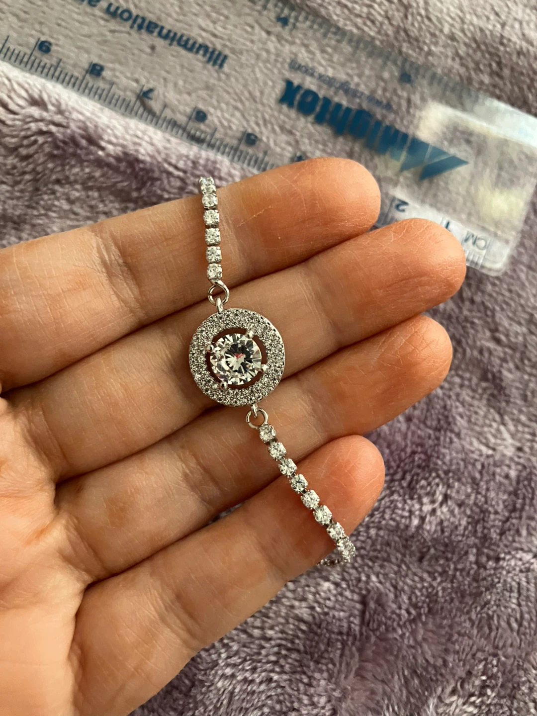 Silver Tone Bolo Bracelet with Clear CZ Crystals