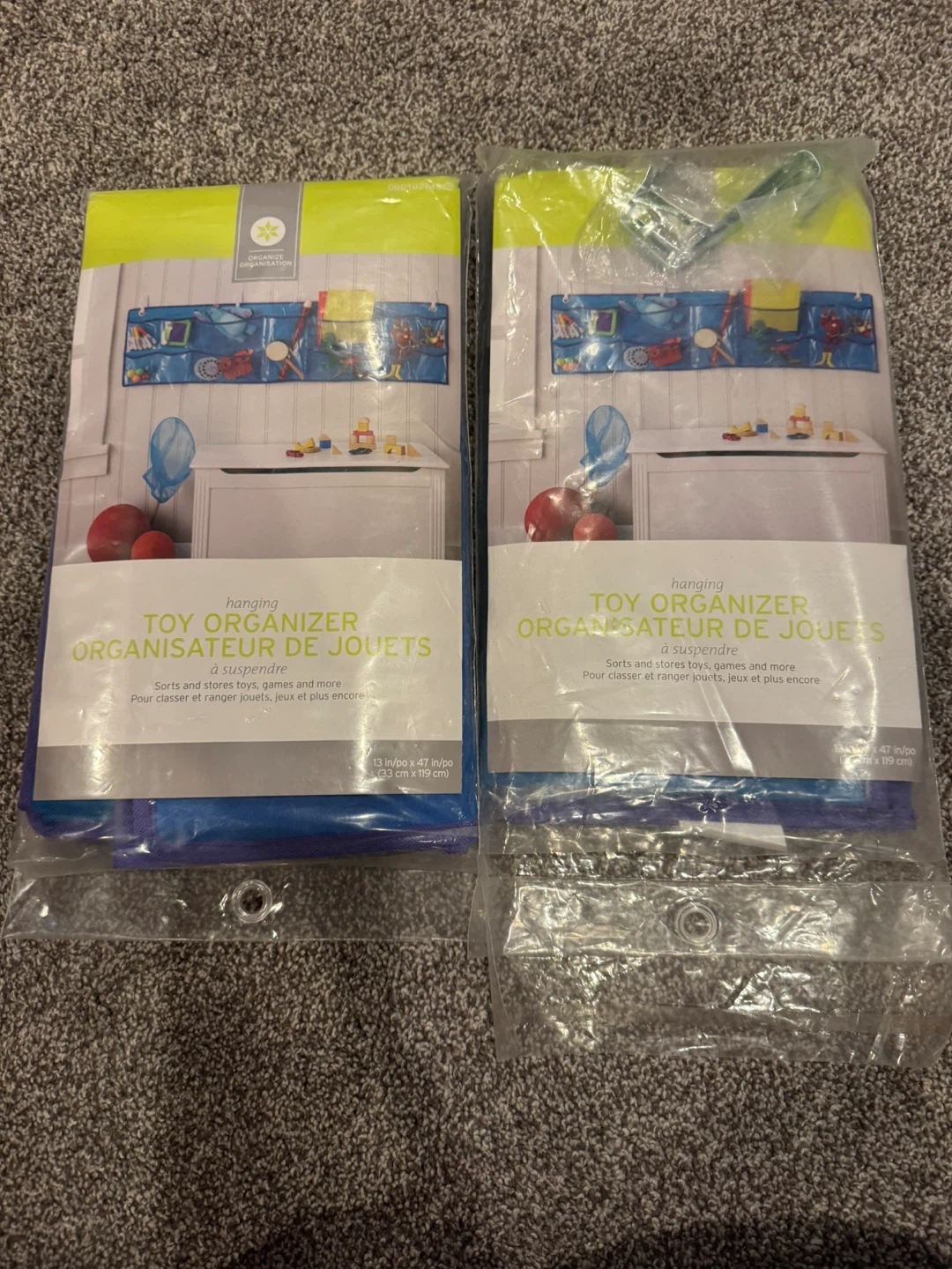 2 New Hanging Toy Organizer - Blue