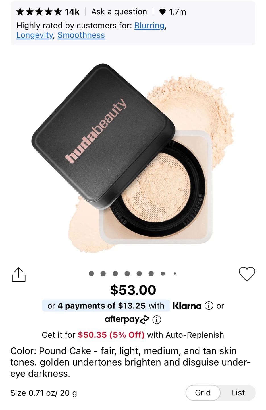 Huda Beauty Easy Bake Loose Baking Powder - Pound Cake