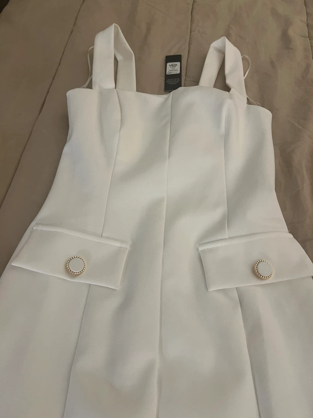 White Maxi Dress with Decorative Buttons - photo 3
