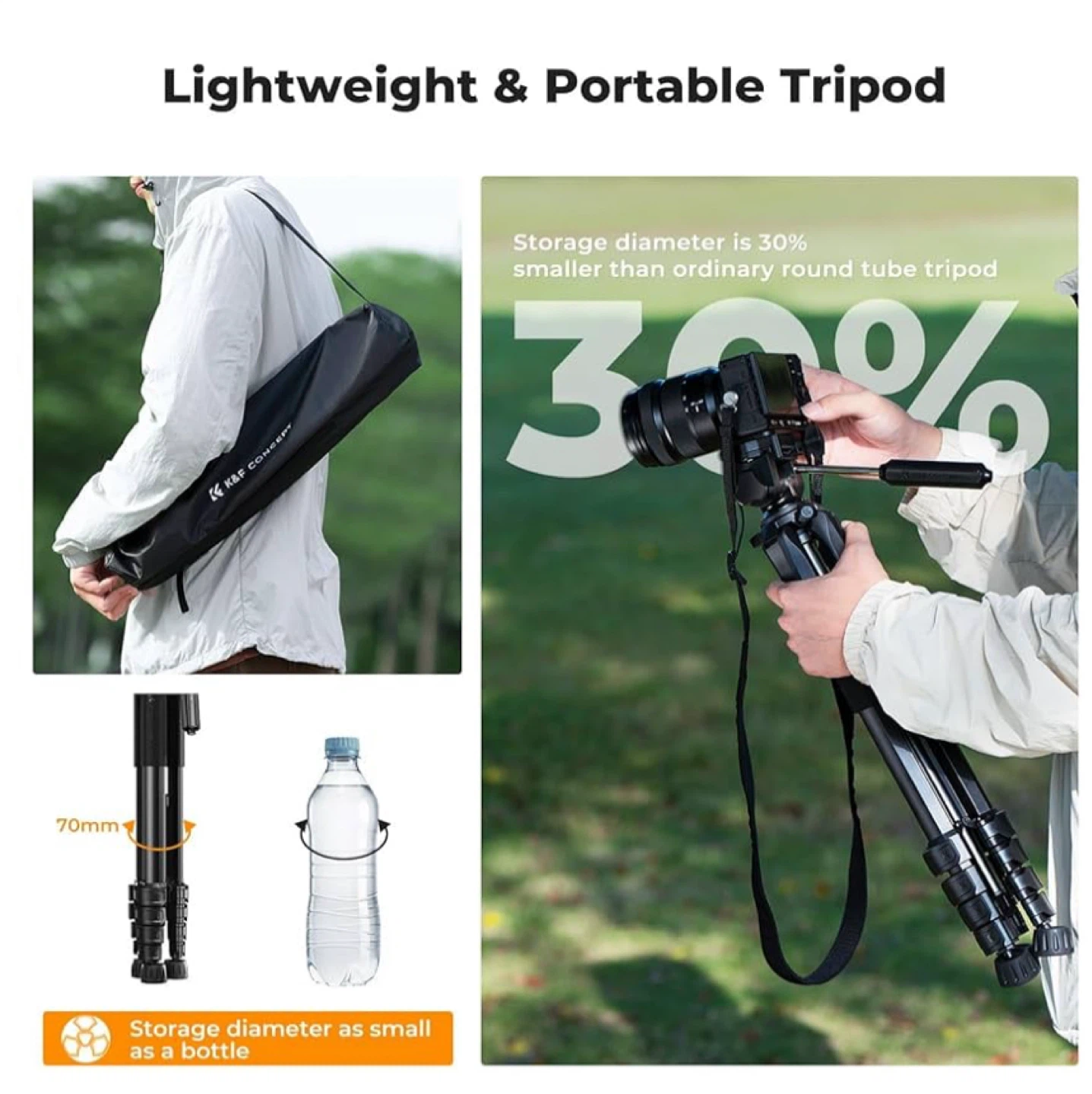 Heavy Duty Tripod, 75" Lightweight Portable Travel - photo 3
