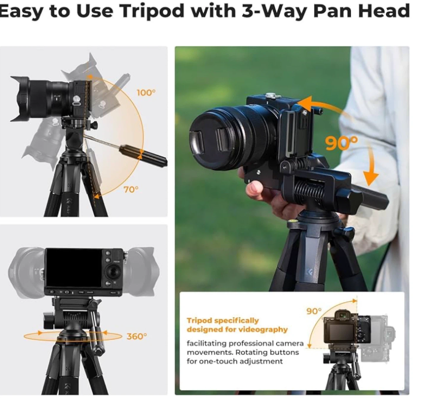 Heavy Duty Tripod, 75" Lightweight Portable Travel - photo 5
