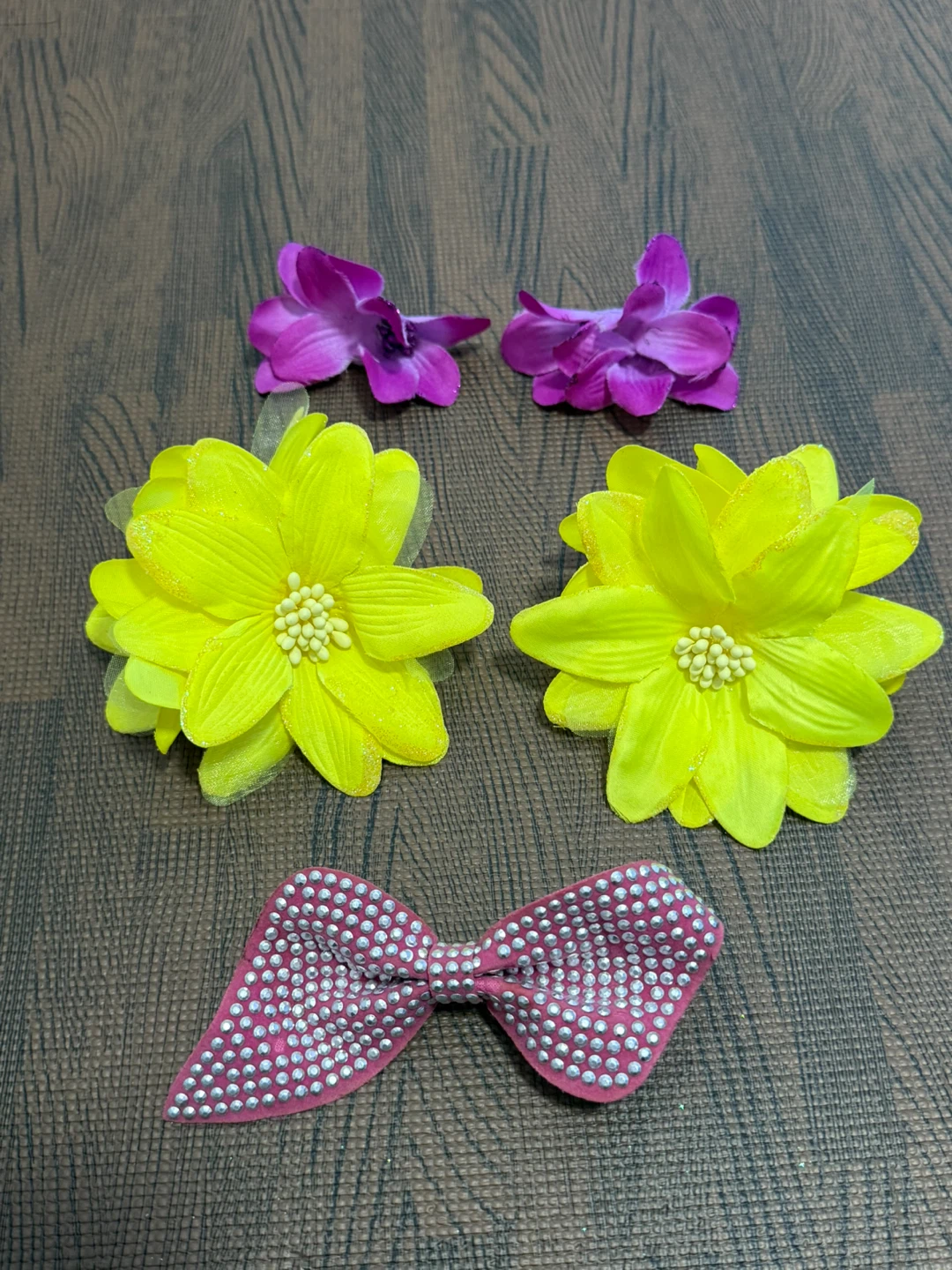 Set of 5 Flower Clips with Bow 🌸🌼🎀