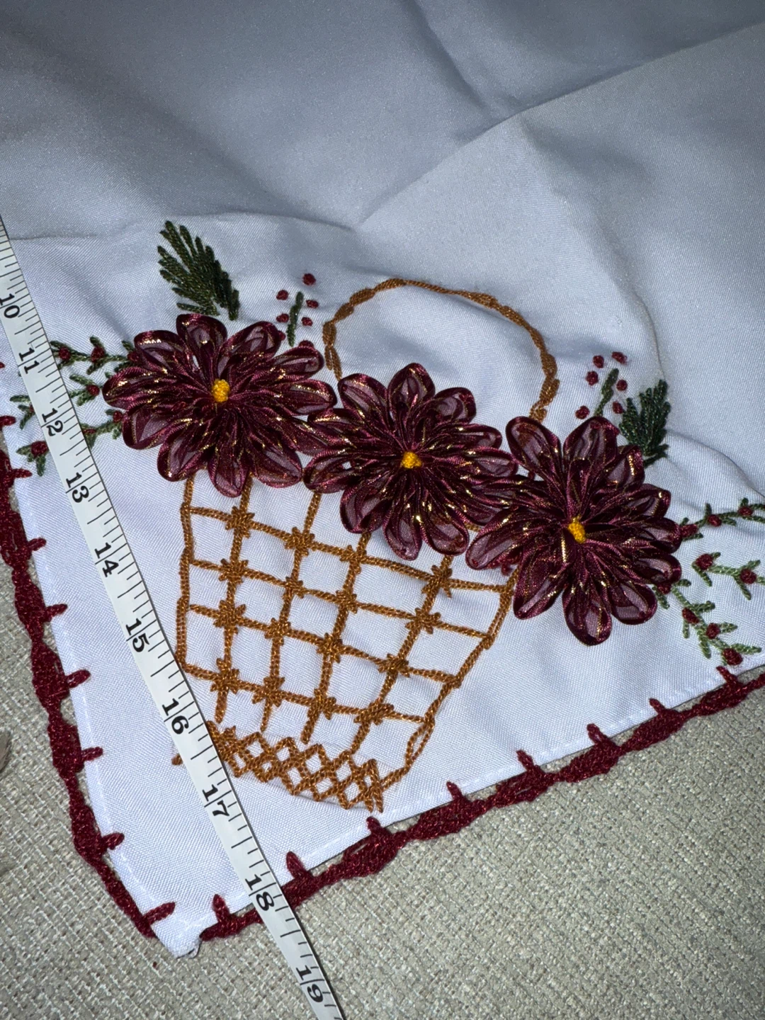 🌱Embroidered Handkerchief with Flowers - photo 2