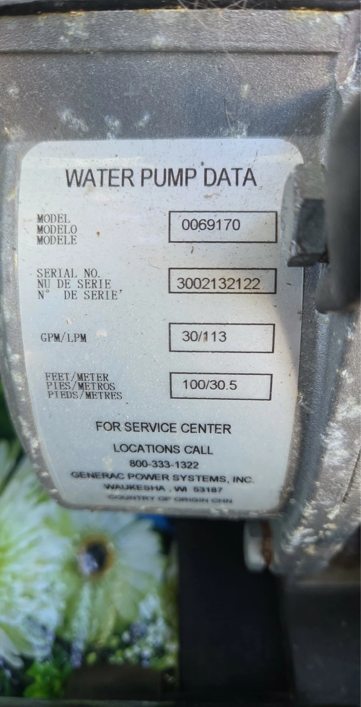 Generac CW10K Water Pump - photo 4