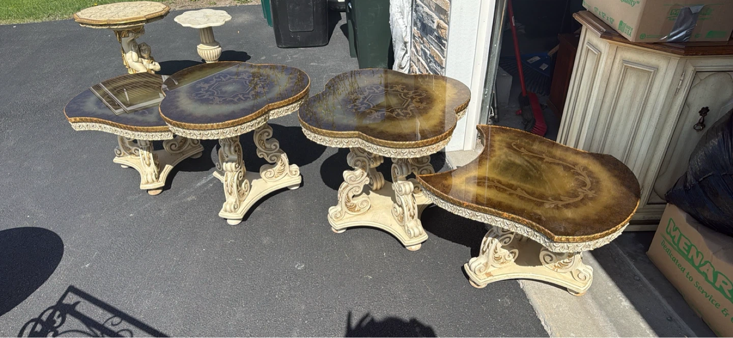 Set of 4 Ornate Vintage Accent Side Tables