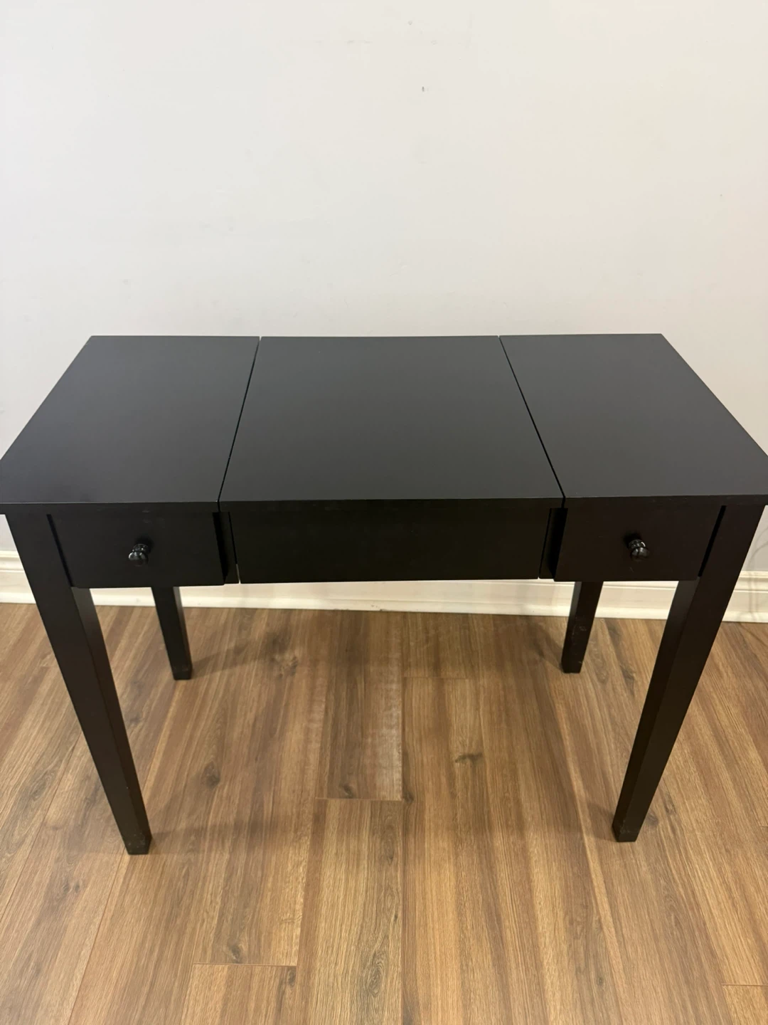 Black Vanity Desk with Mirror and Storage