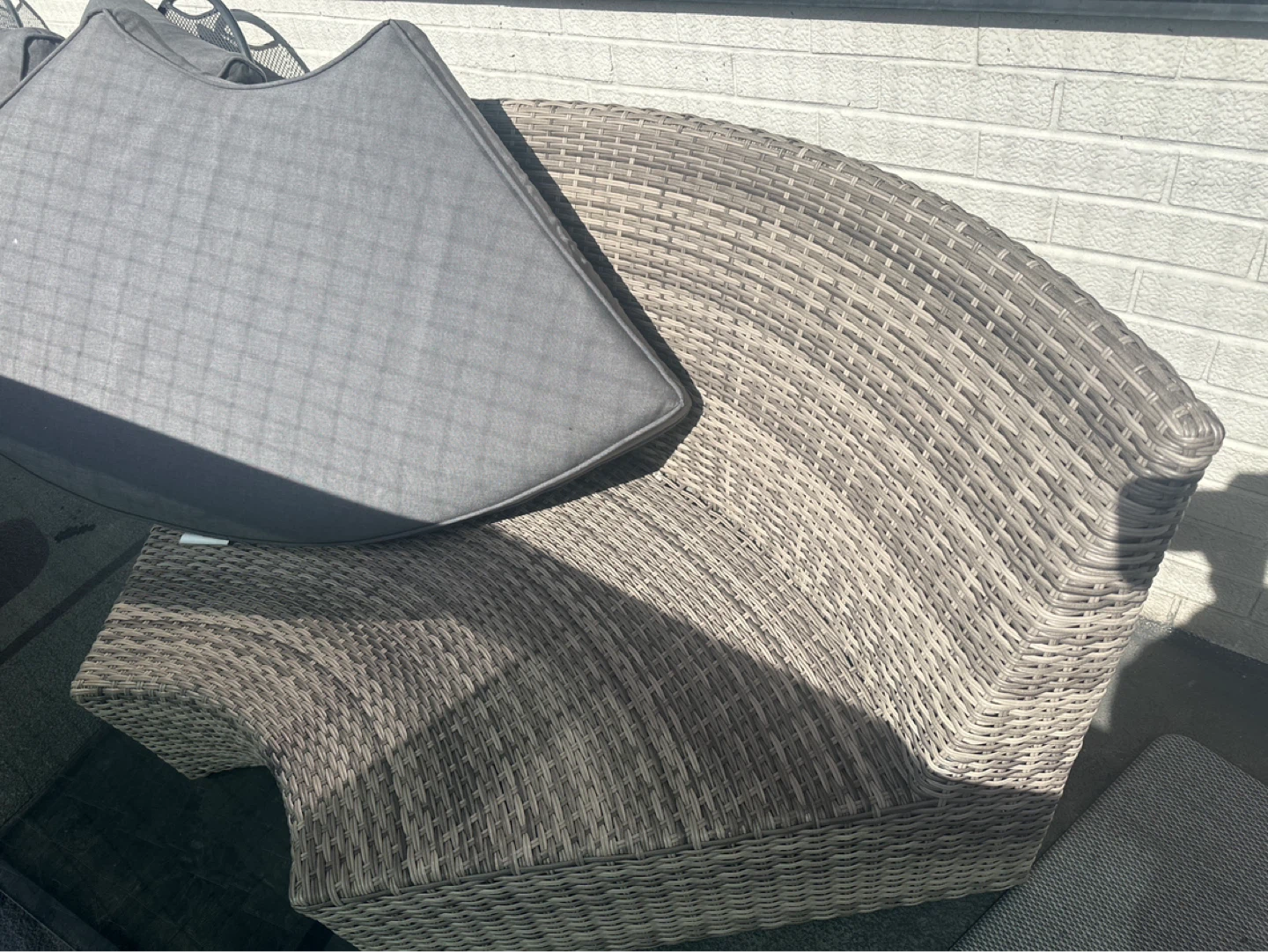 Grey Wicker Outdoor Chair with Cushions