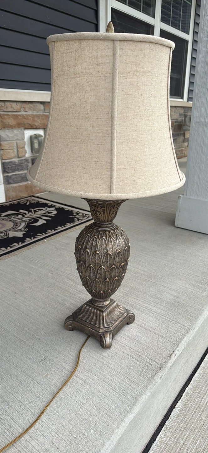 Antique Style Table Lamp with Beige Shade