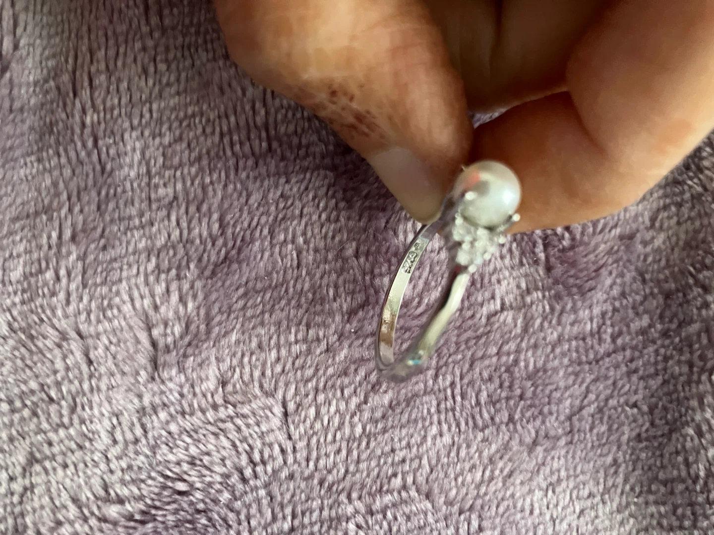 Sterling Silver Pearl and Cubic Zirconia Ring - photo 2