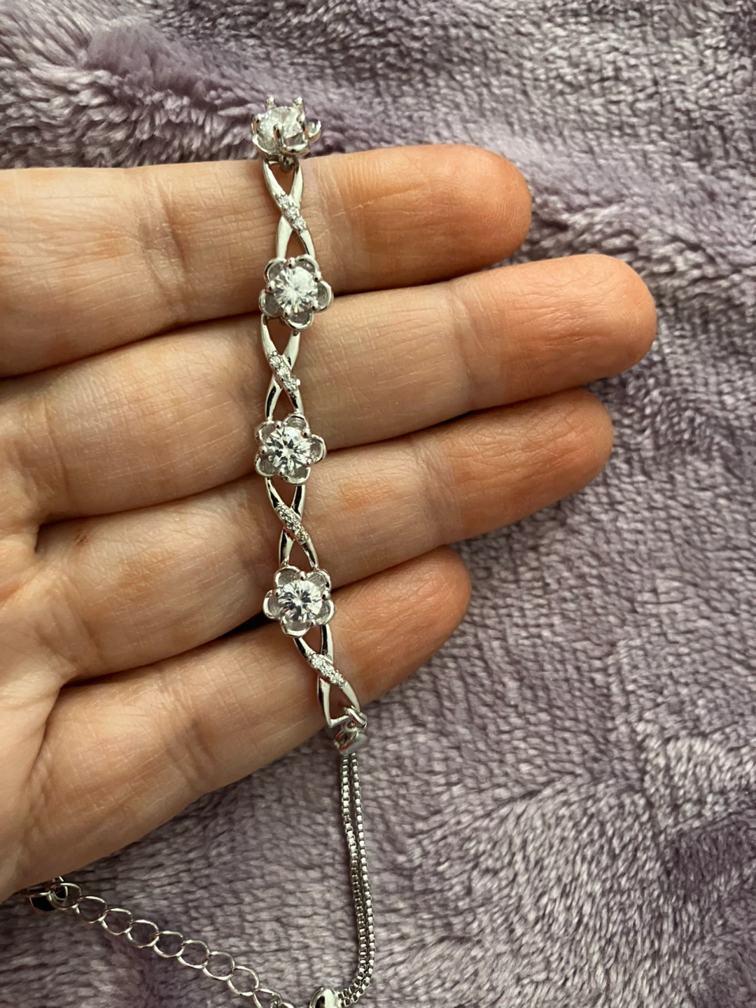 Sterling Silver Bracelet with Cubic Zirconia gems