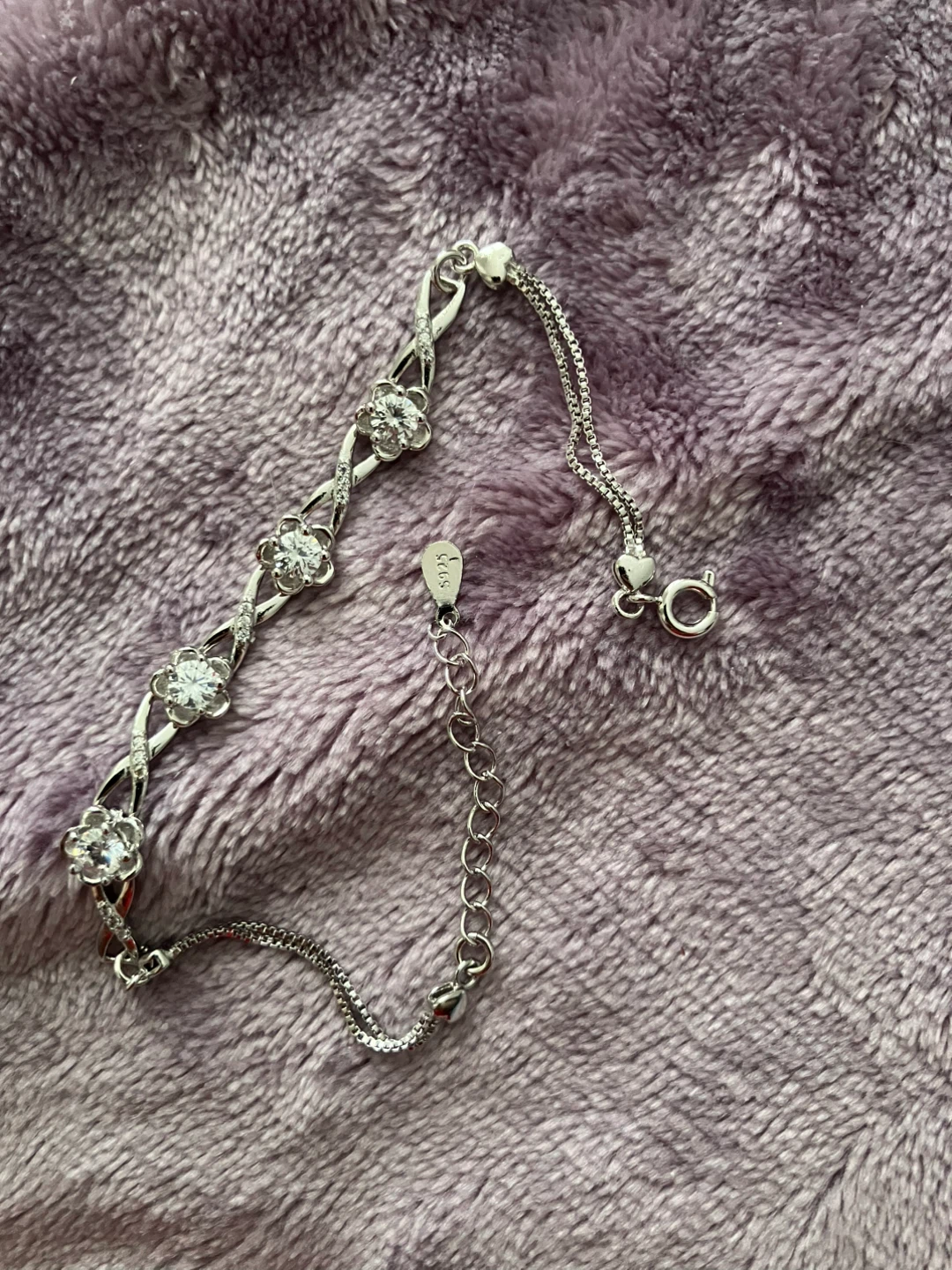 Sterling Silver Bracelet with Cubic Zirconia gems - photo 2