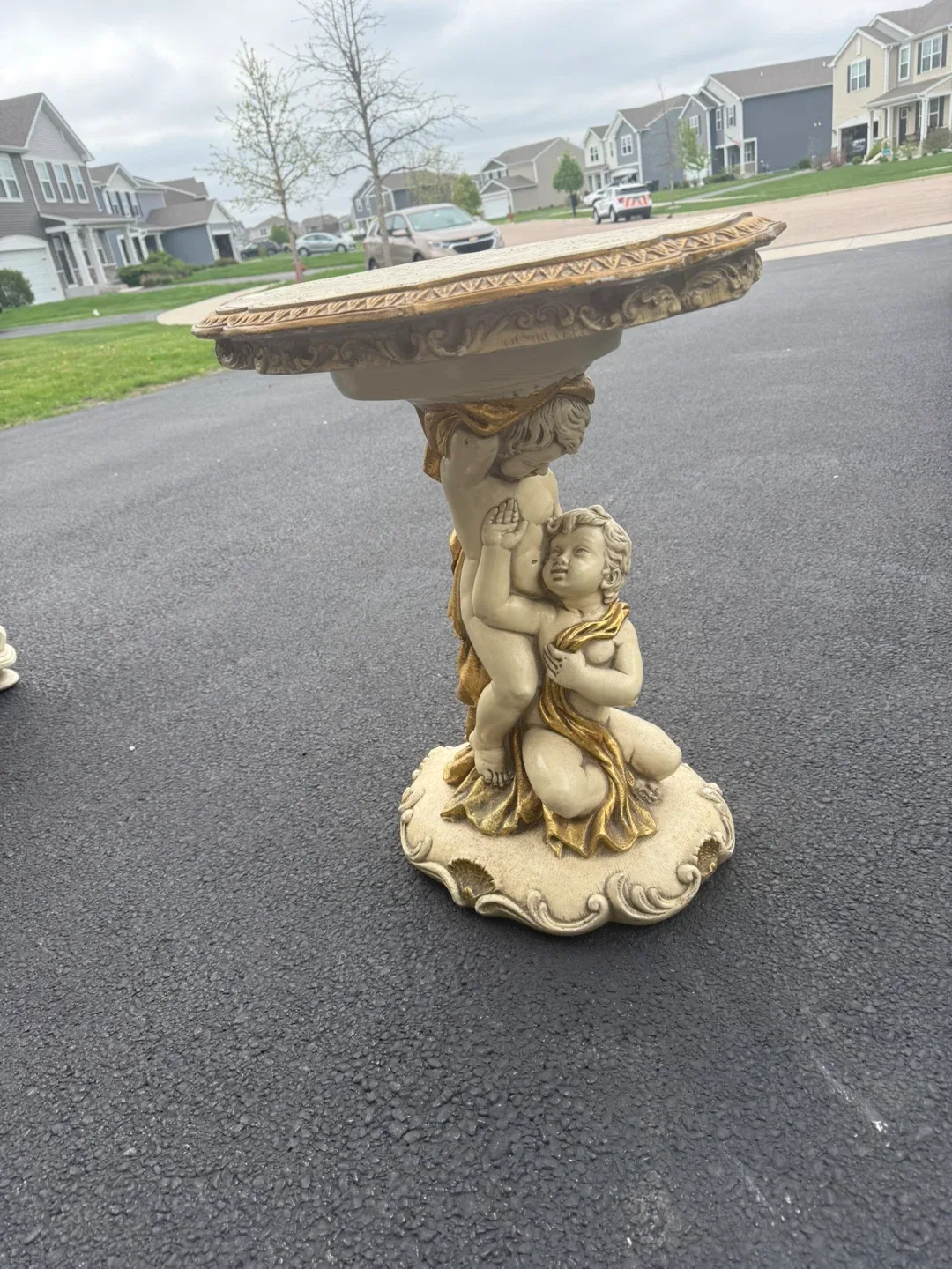 Ornate Cherub Pedestal Table - photo 3