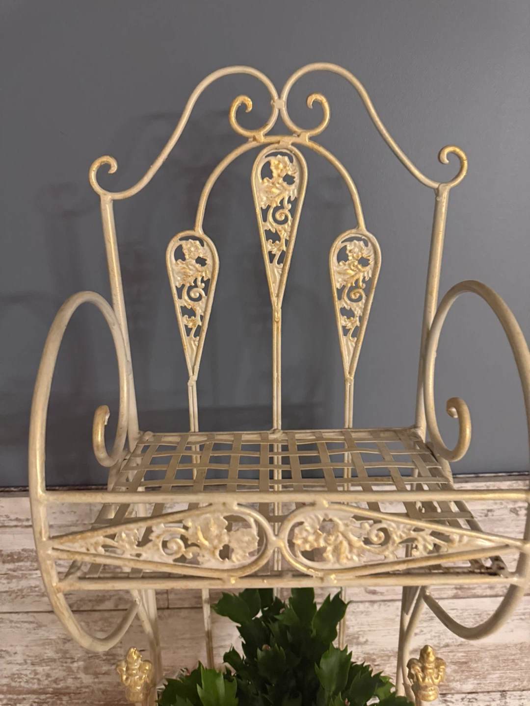 Ornate White Metal Shelf Unit with Drawers - photo 4