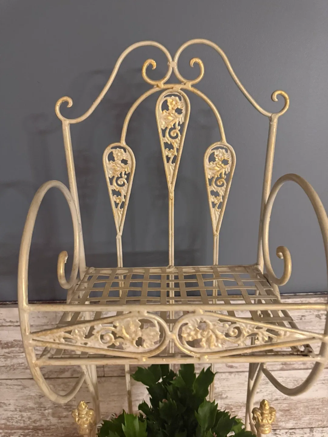 Ornate White Metal Shelf Unit with Drawers - photo 4