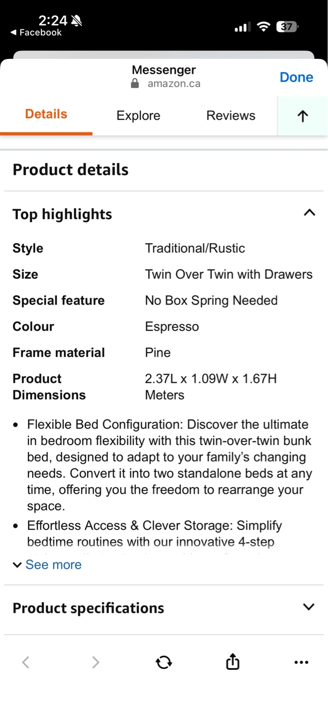 Twin Over Twin Bunk Bed with Drawers - Espresso - photo 4