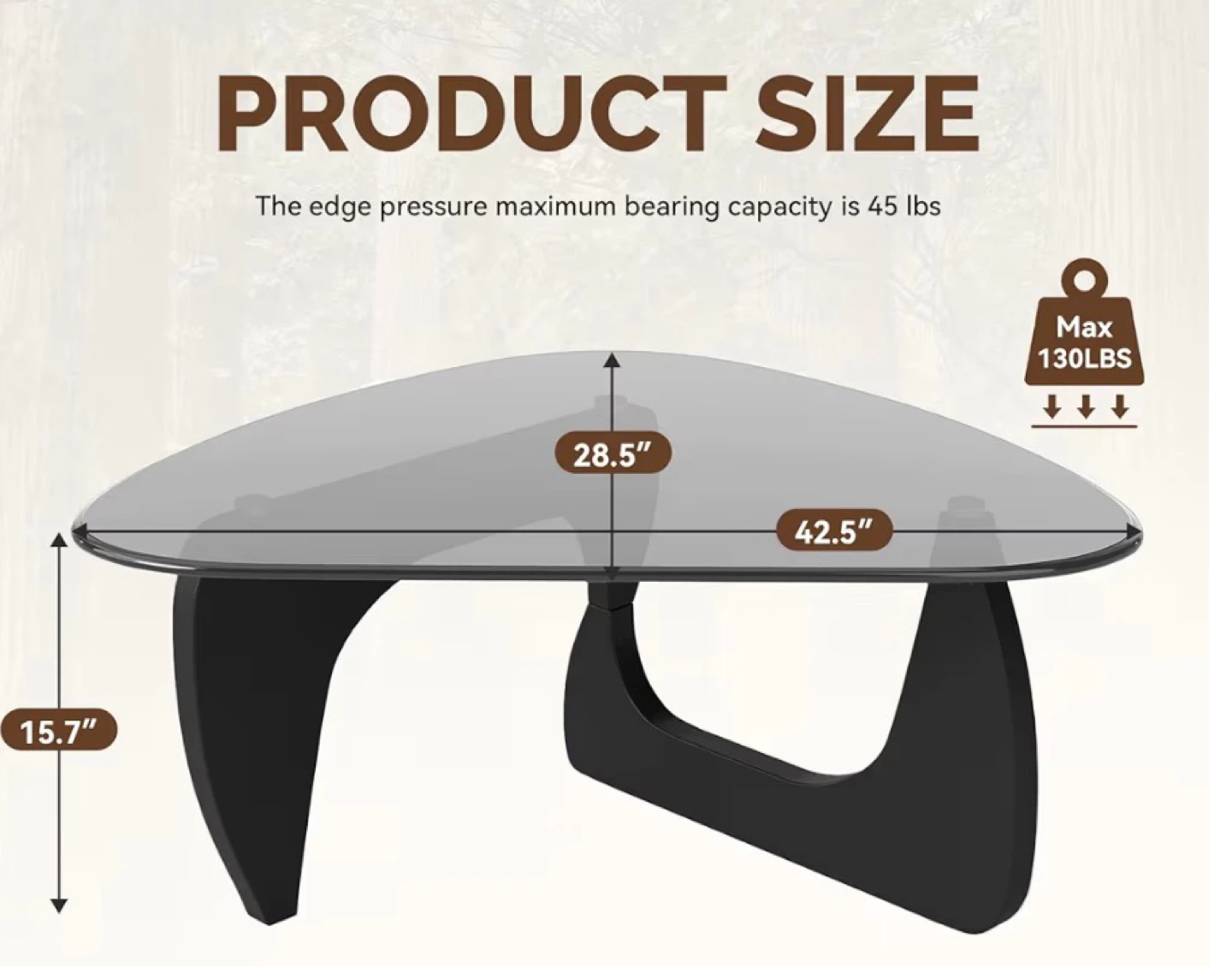 Noguchi style Black & Glass Coffee Table - photo 2