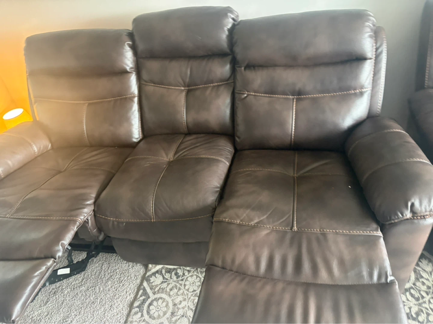 Brown Leather Reclining Sofa - photo 4