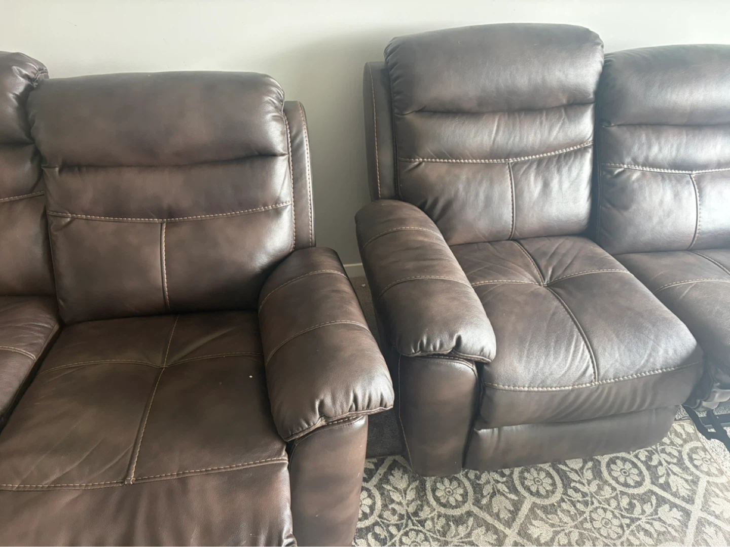 Brown Leather Reclining Sofa