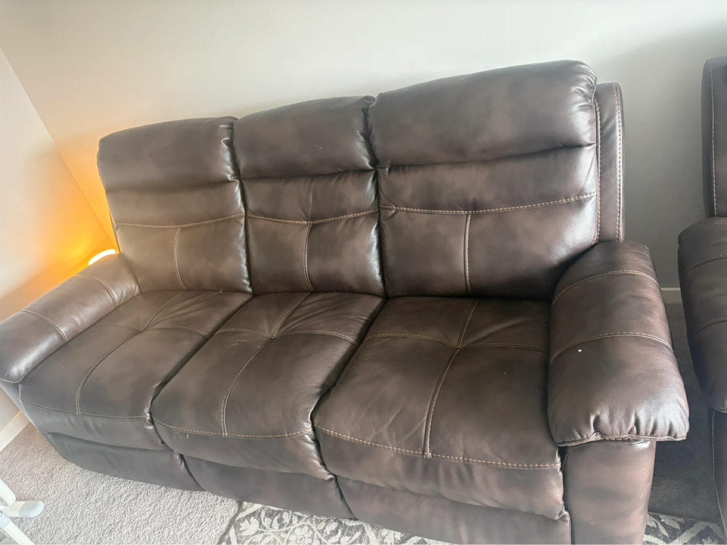 Brown Leather Reclining Sofa - photo 5