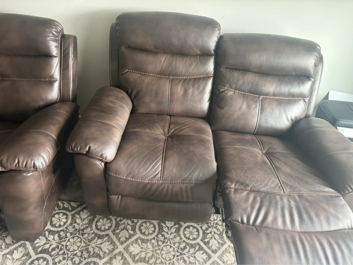 Brown Leather Reclining Sofa - photo 3