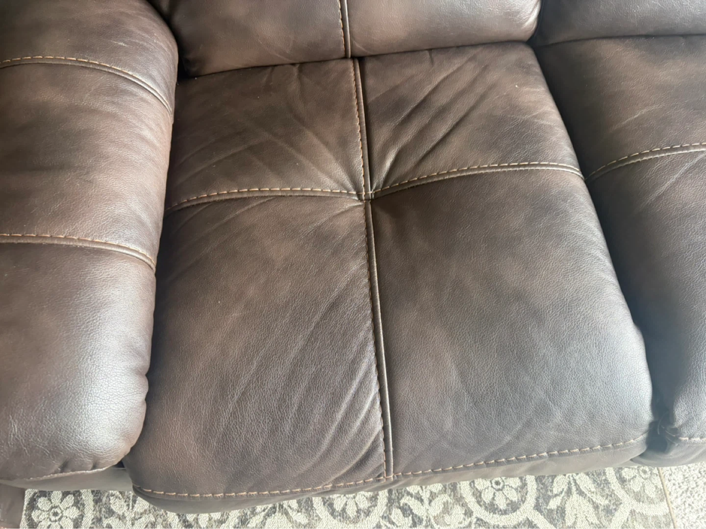 Brown Leather Reclining Sofa - photo 2