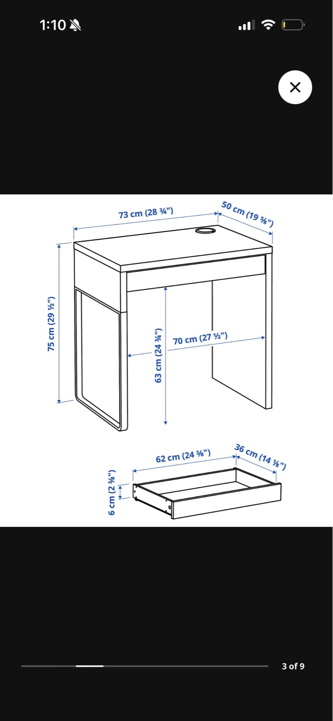 IKEA Micke Desk with Drawer - Black-Brown study table - photo 2